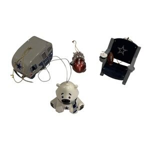 4 Dallas Cowboys Christmas Ornaments Set Polar Bear Football Chair Camper Y2K
